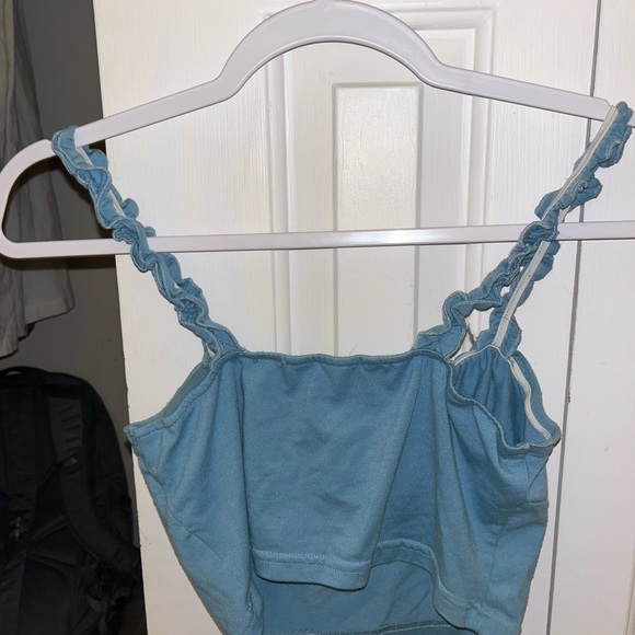 SHEIN blue ruffle top with tie - Picture 2 of 3